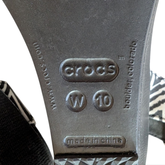 Crocs Leigh II Cross-strap Ankle Wedges Sandal Zebra Black White Rare Women 10 - Picture 12 of 15